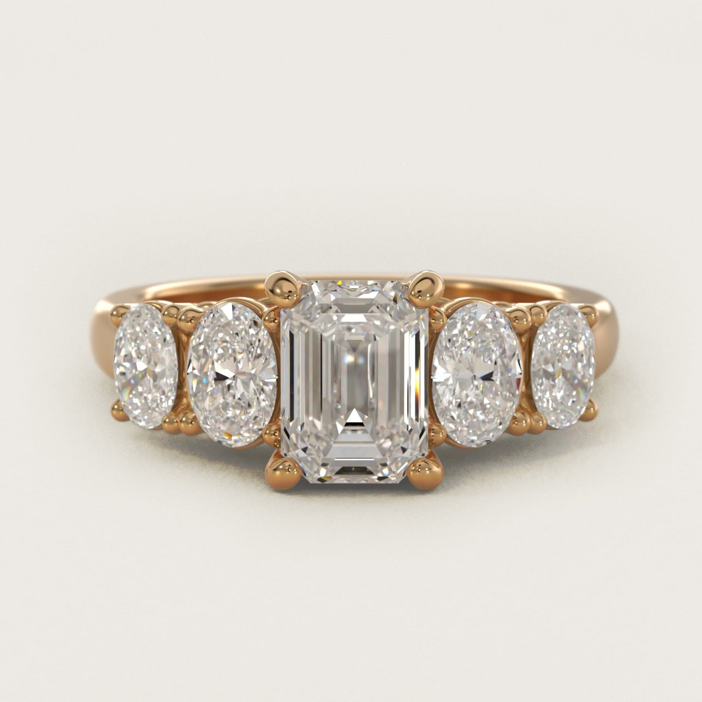 Graduated Oval Diamond Engagement Ring in 18k Yellow Gold (1/2 ct. tw.) - Emerald Center