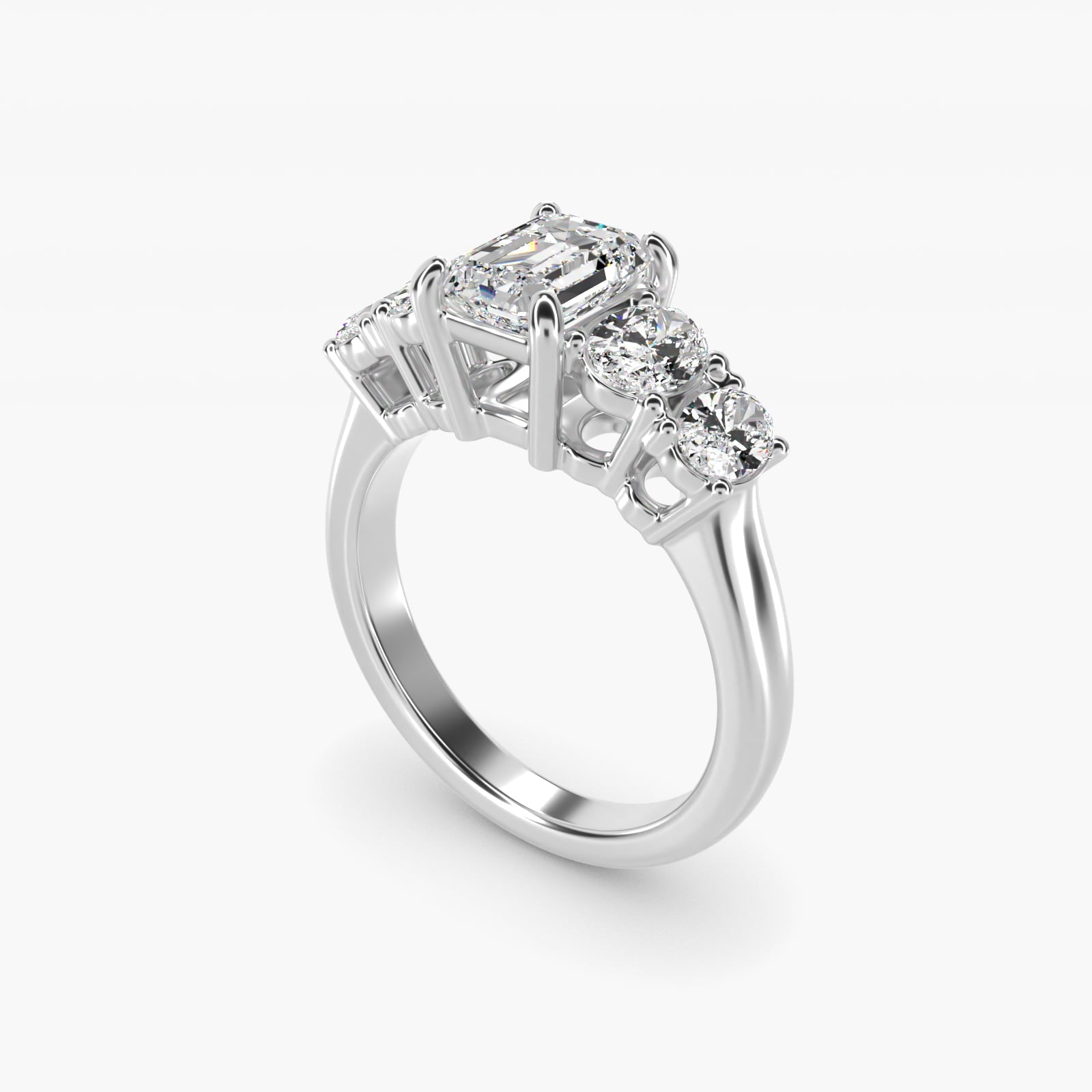 Graduated Oval Diamond Engagement Ring in Platinum (1/2 ct. tw.) - Emerald Center