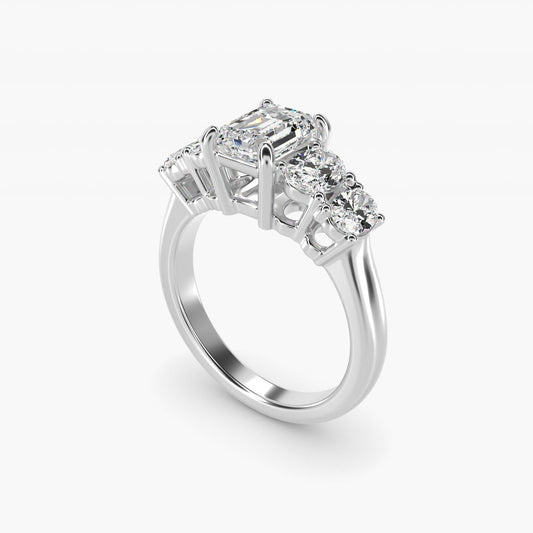 Graduated Oval Diamond Engagement Ring in Platinum (1/2 ct. tw.) - Emerald Center
