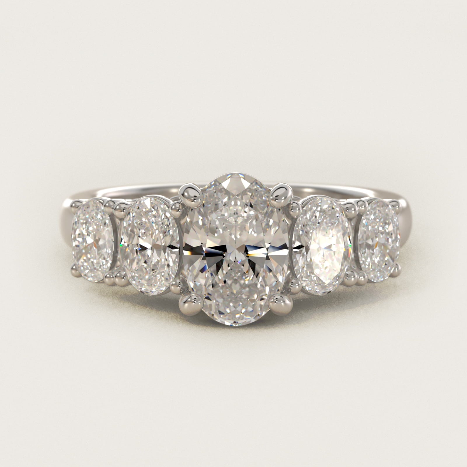 Graduated Oval Diamond Engagement Ring in 14k White Gold (1/2 ct. tw.) - Oval Center