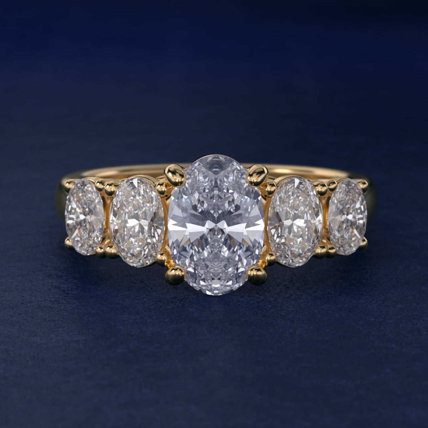 Graduated Oval Diamond Engagement Ring in 18k Yellow Gold (1/2 ct. tw.) - Oval Center