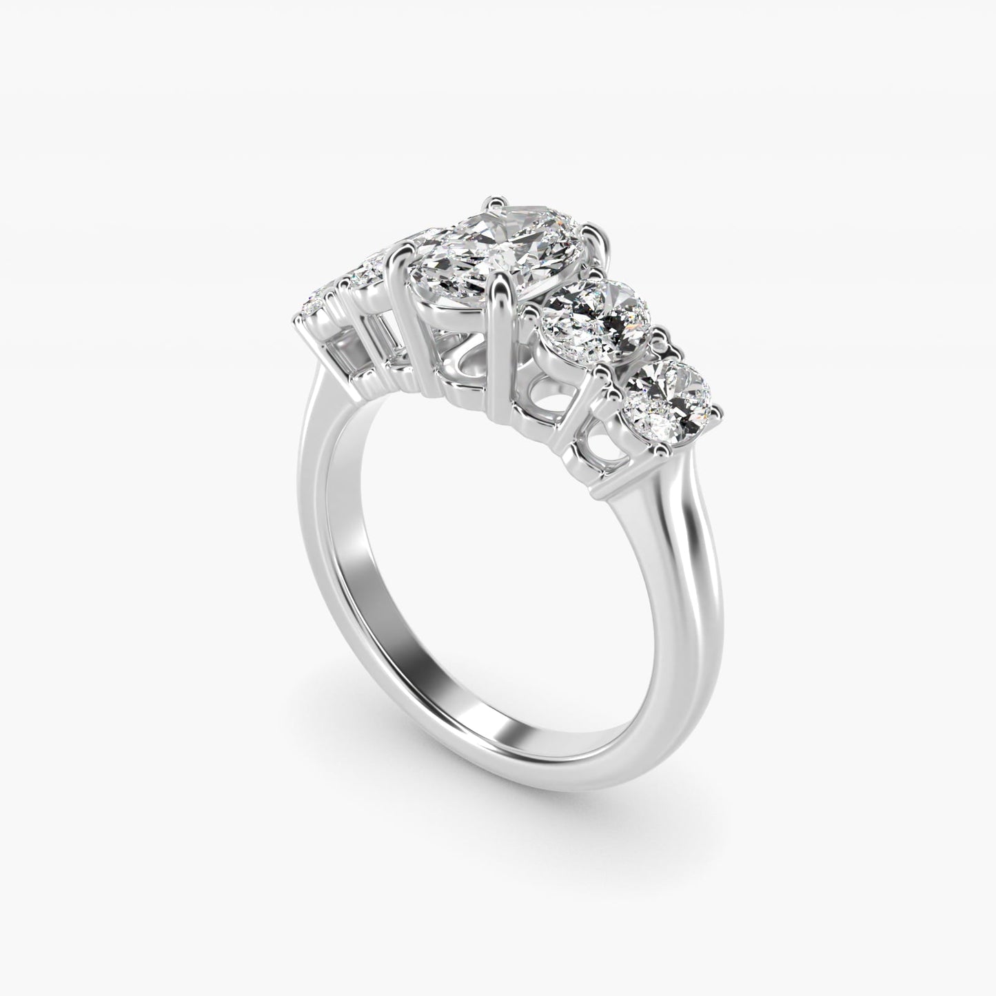 Graduated Oval Diamond Engagement Ring in Platinum (1/2 ct. tw.) - Oval Center