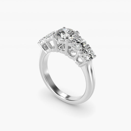 Graduated Oval Diamond Engagement Ring in Platinum (1/2 ct. tw.) - Round Center