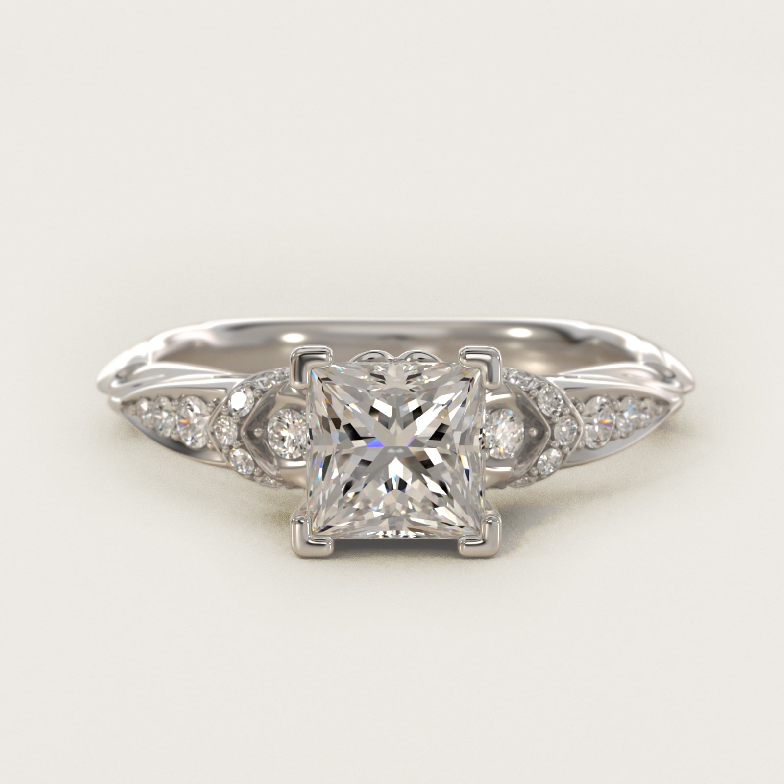 Graduated PavŽ Diamond Engagement Ring In 14K White Gold By James Allen - Princess Center