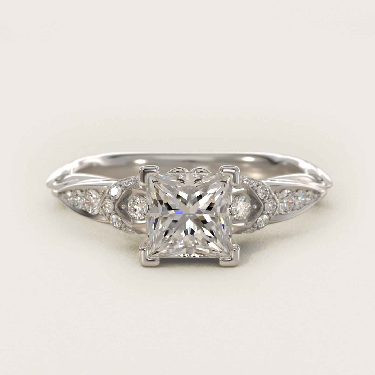 Graduated PavŽ Diamond Engagement Ring In 18k White Gold By James Allen - Princess Center