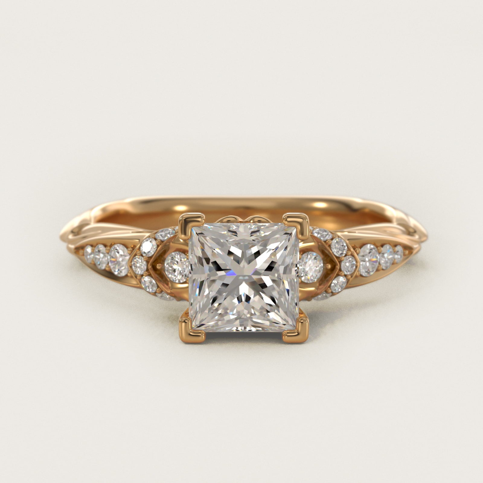 Graduated PavŽ Diamond Engagement Ring In 14K Yellow Gold By James Allen - Princess Center