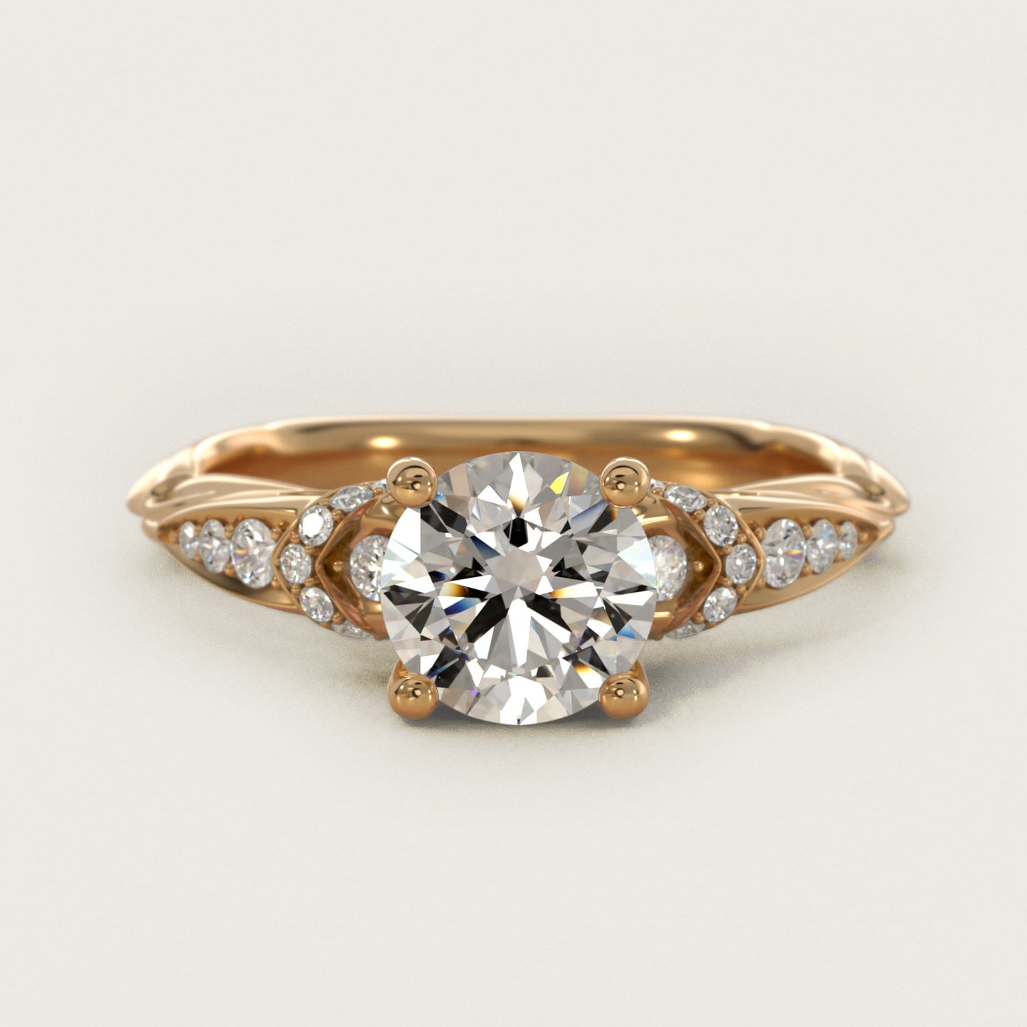 Graduated PavŽ Diamond Engagement Ring In 14K Yellow Gold By James Allen - Round Center