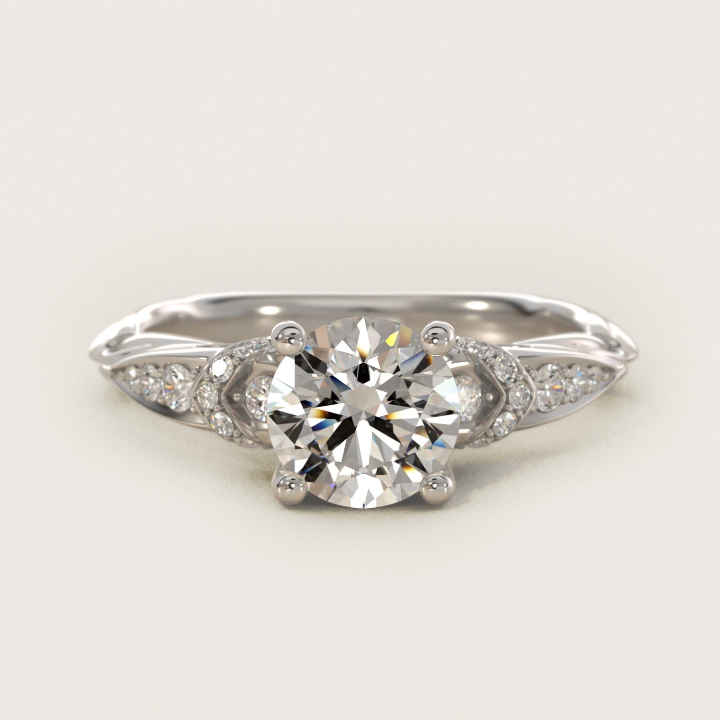 Graduated PavŽ Diamond Engagement Ring In Platinum By James Allen - Round Center