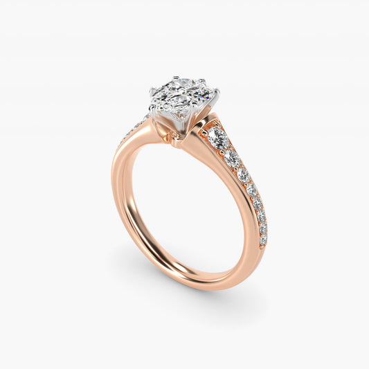 Graduated Diamond Engagement Ring in 14k Rose Gold (1/3 ct. tw.) - Pear Center