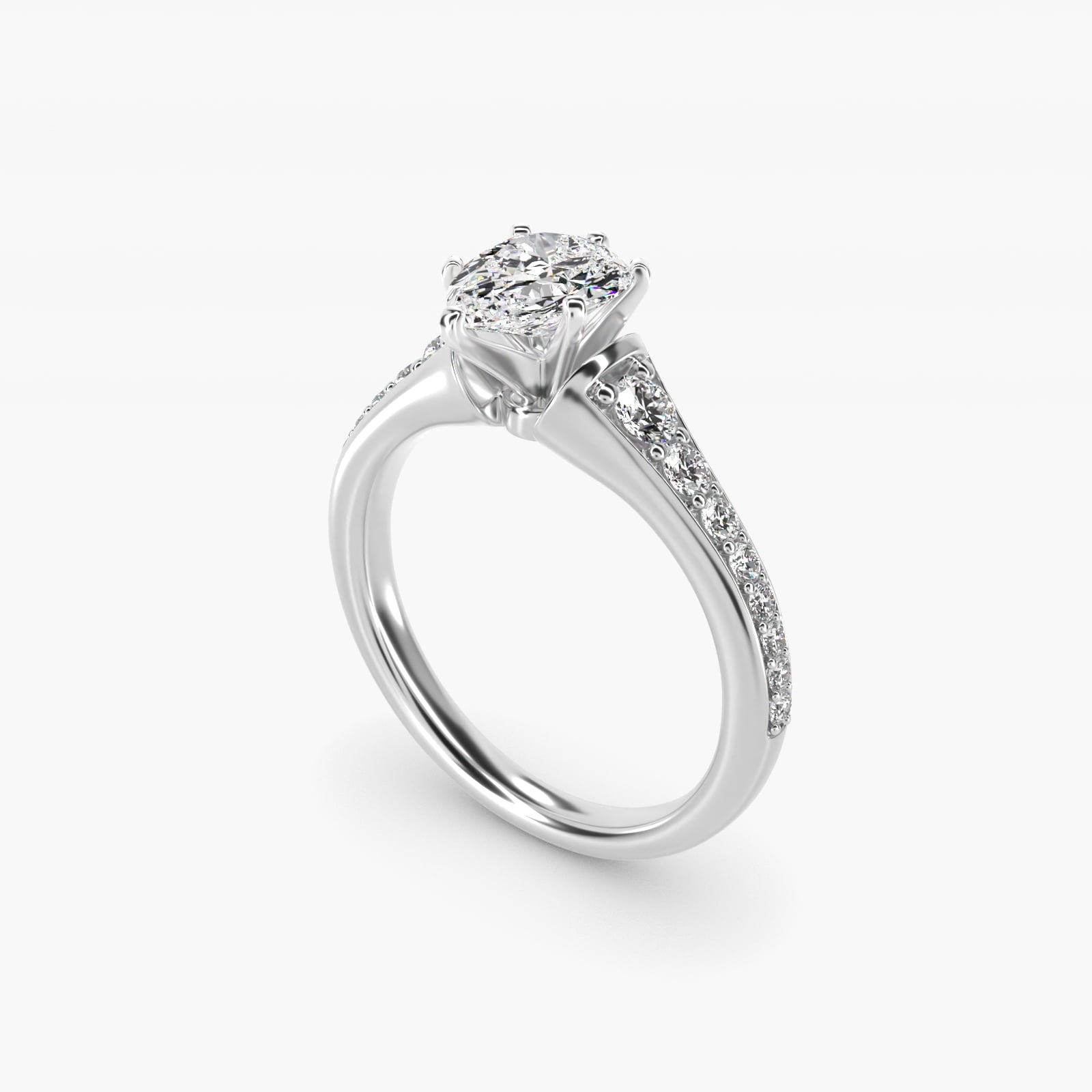 Graduated Diamond Engagement Ring in Platinum (1/3 ct. tw.) - Pear Center