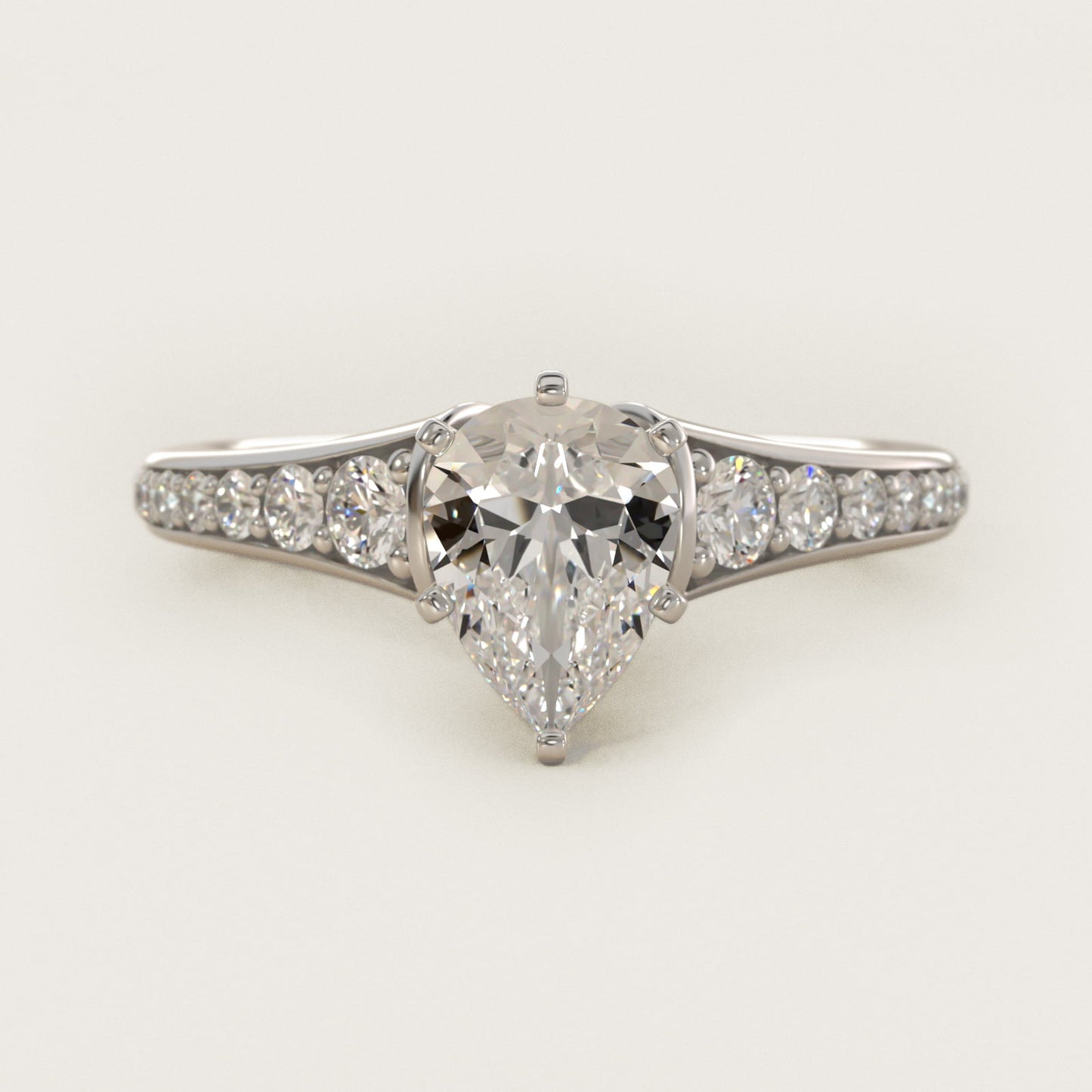 Graduated Diamond Engagement Ring in Platinum (1/3 ct. tw.) - Pear Center
