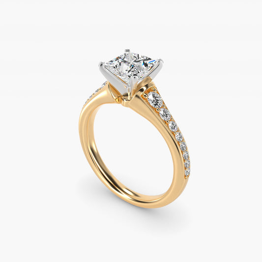 Graduated Diamond Engagement Ring in 14K Yellow Gold (1/3 ct. tw.) - Princess Center