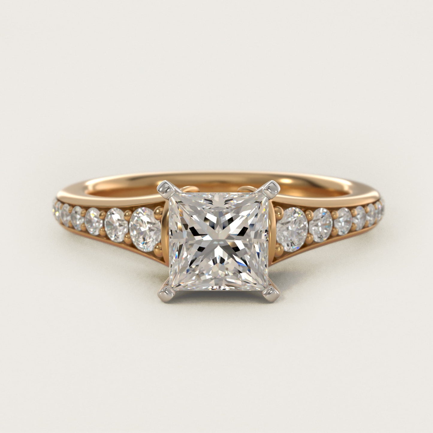 Graduated Diamond Engagement Ring in 18k Yellow Gold (1/3 ct. tw.) - Princess Center