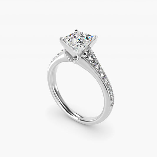 Graduated Diamond Engagement Ring in Platinum (1/3 ct. tw.) - Princess Center