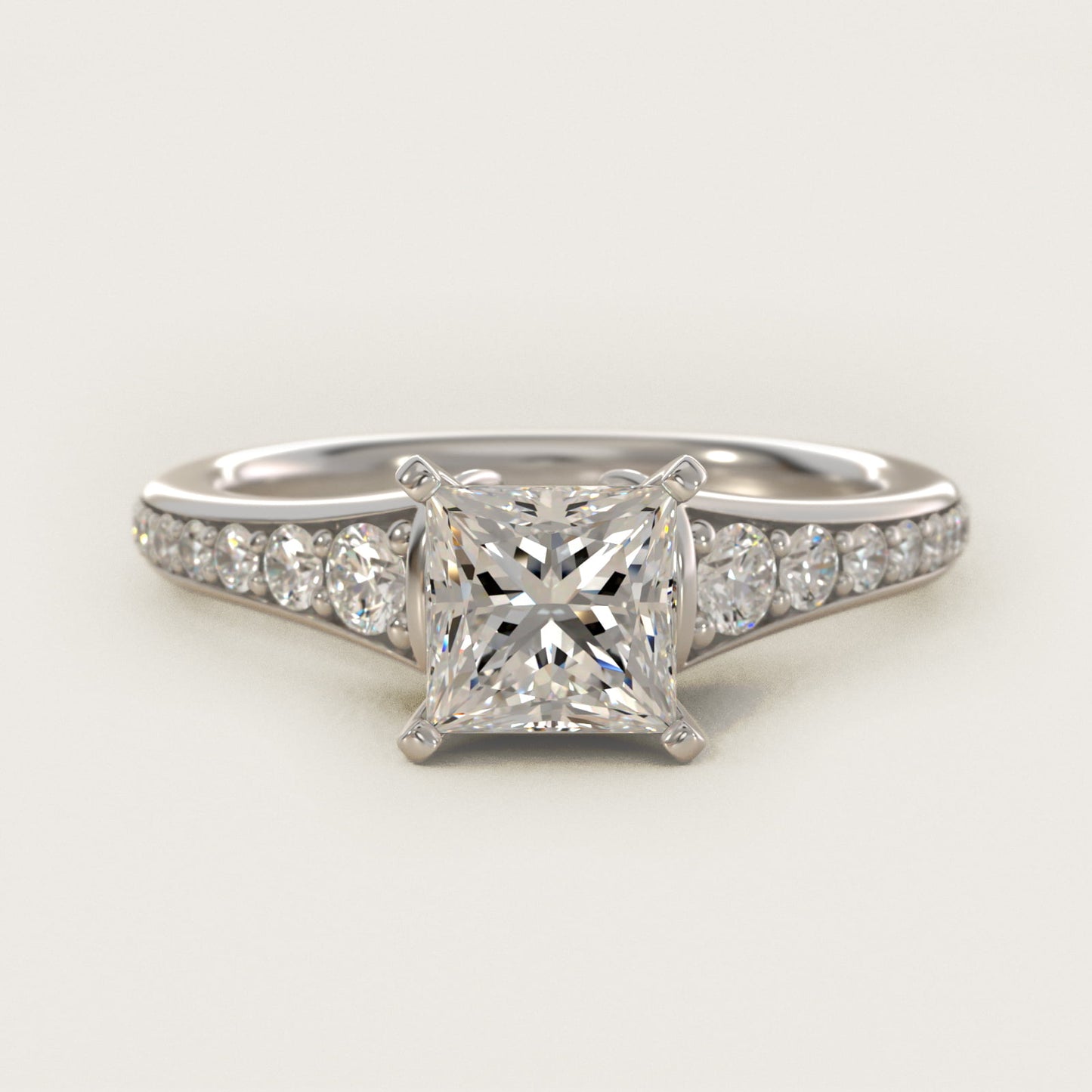 Graduated Diamond Engagement Ring in Platinum (1/3 ct. tw.) - Princess Center