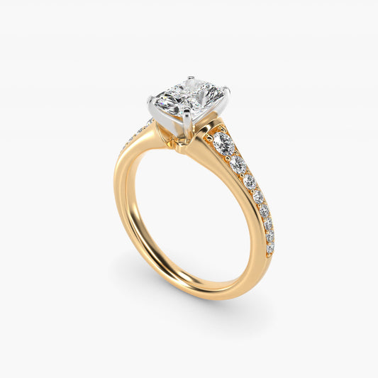 Graduated Diamond Engagement Ring in 18k Yellow Gold (1/3 ct. tw.) - Radiant Center