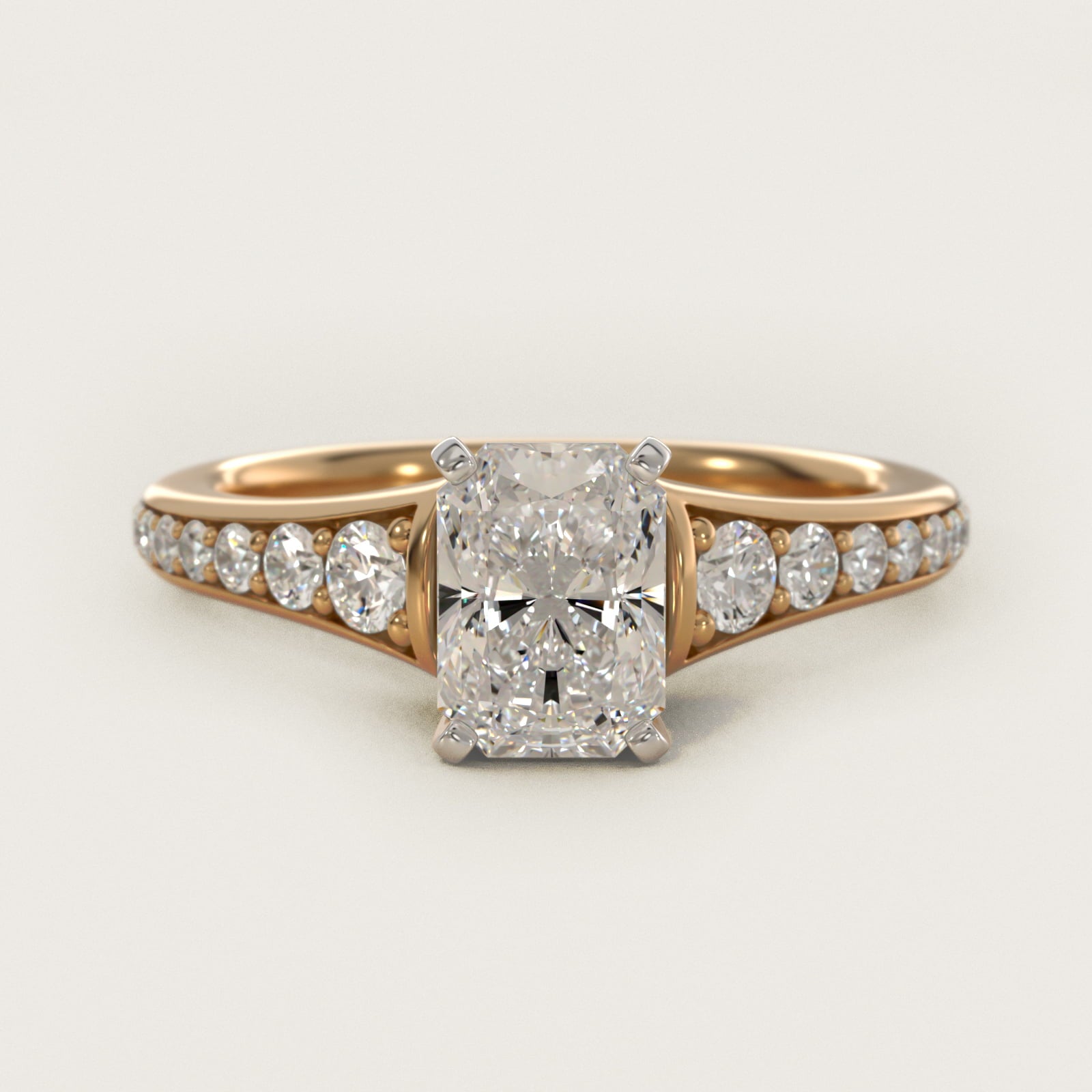 Graduated Diamond Engagement Ring in 18k Yellow Gold (1/3 ct. tw.) - Radiant Center