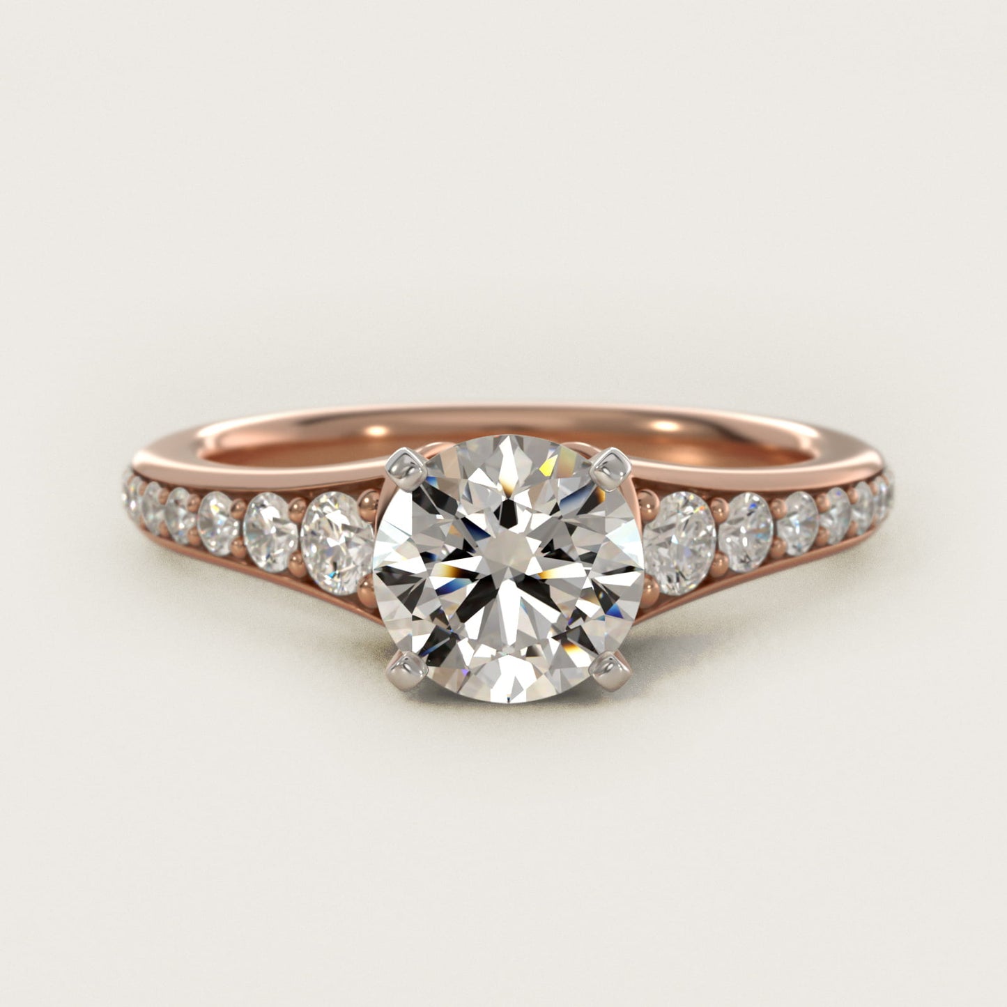 Graduated Diamond Engagement Ring in 14k Rose Gold (1/3 ct. tw.) - Round Center