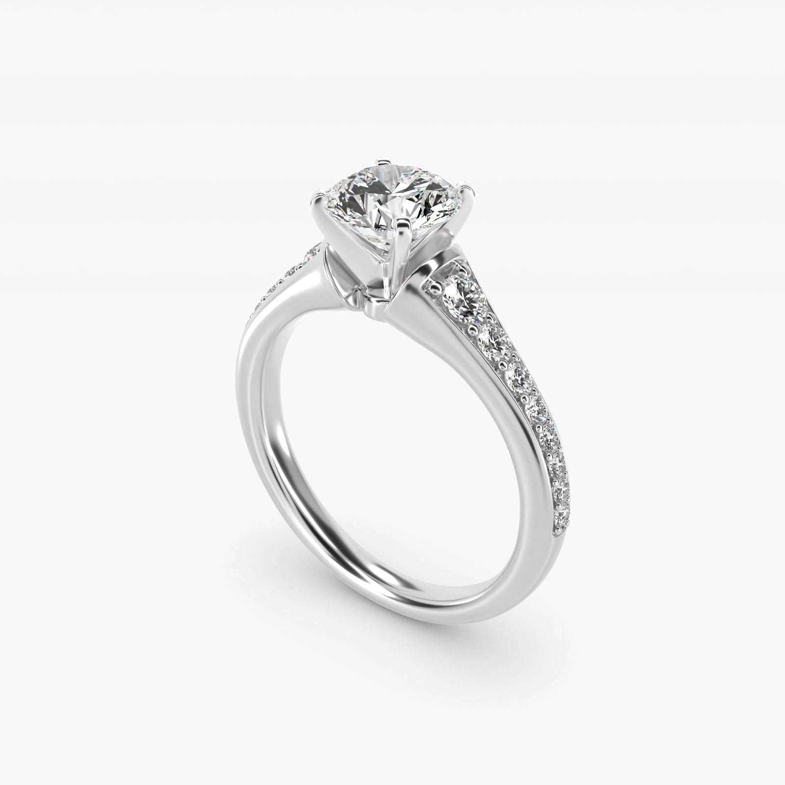 Graduated Diamond Engagement Ring in 14k White Gold (1/3 ct. tw.) - Round Center