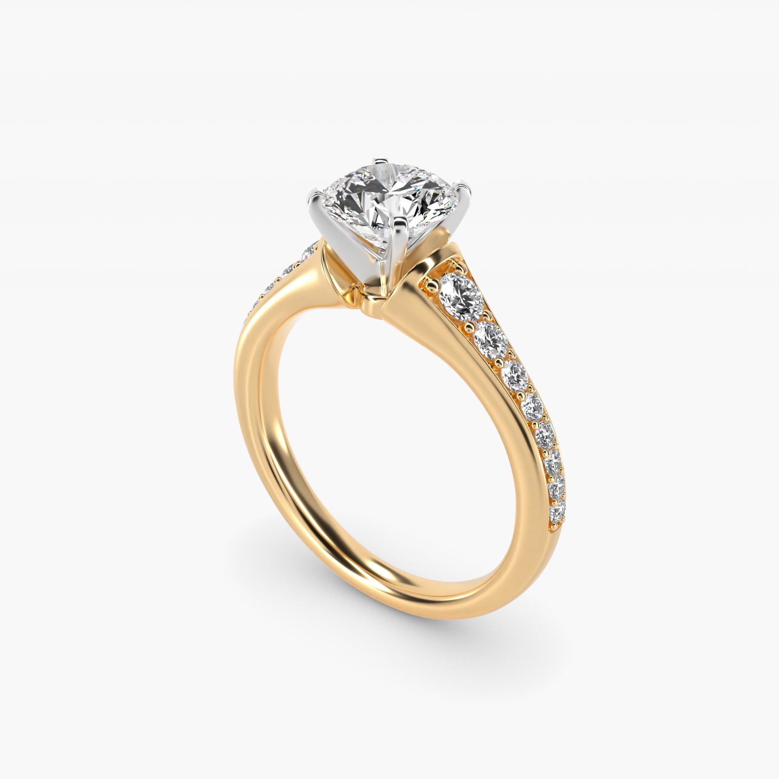 Graduated Diamond Engagement Ring in 14K Yellow Gold (1/3 ct. tw.) - Round Center