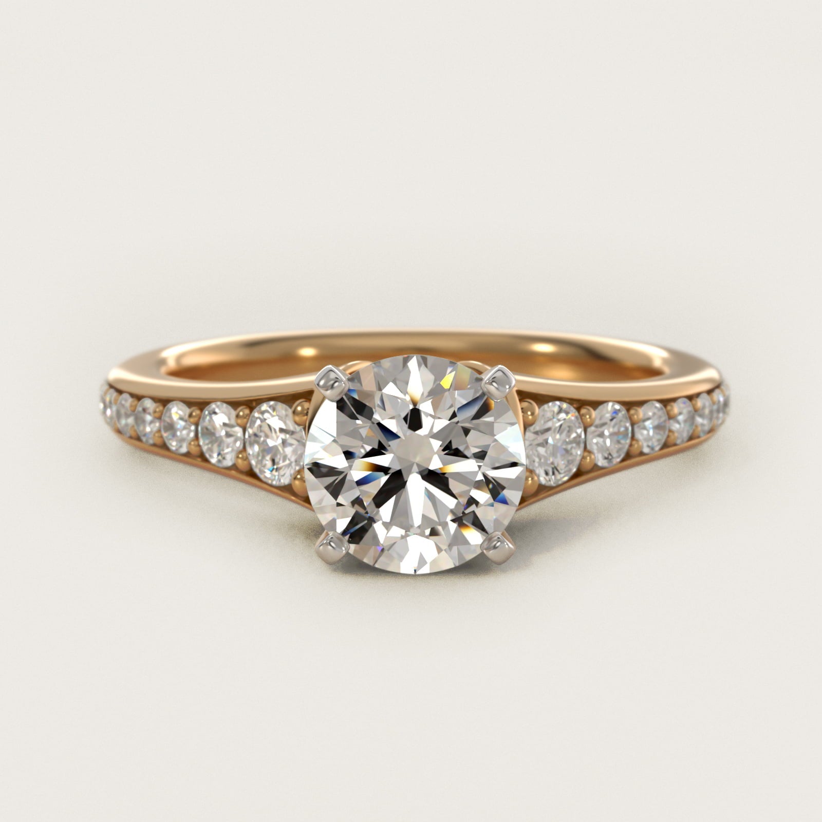 Graduated Diamond Engagement Ring in 14K Yellow Gold (1/3 ct. tw.) - Round Center