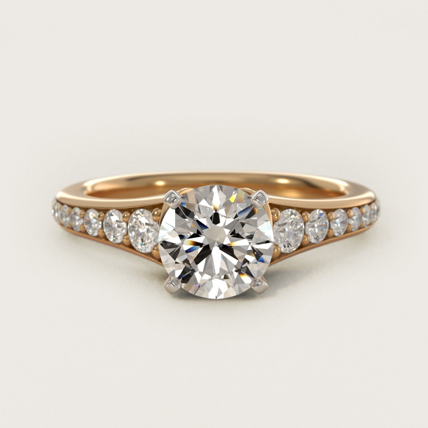 Graduated Diamond Engagement Ring in 18k Yellow Gold (1/3 ct. tw.) - Round Center