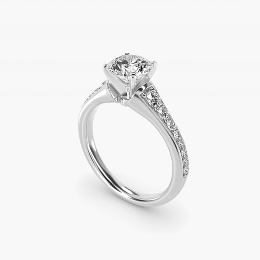 Graduated Diamond Engagement Ring in Platinum (1/3 ct. tw.) - Round Center