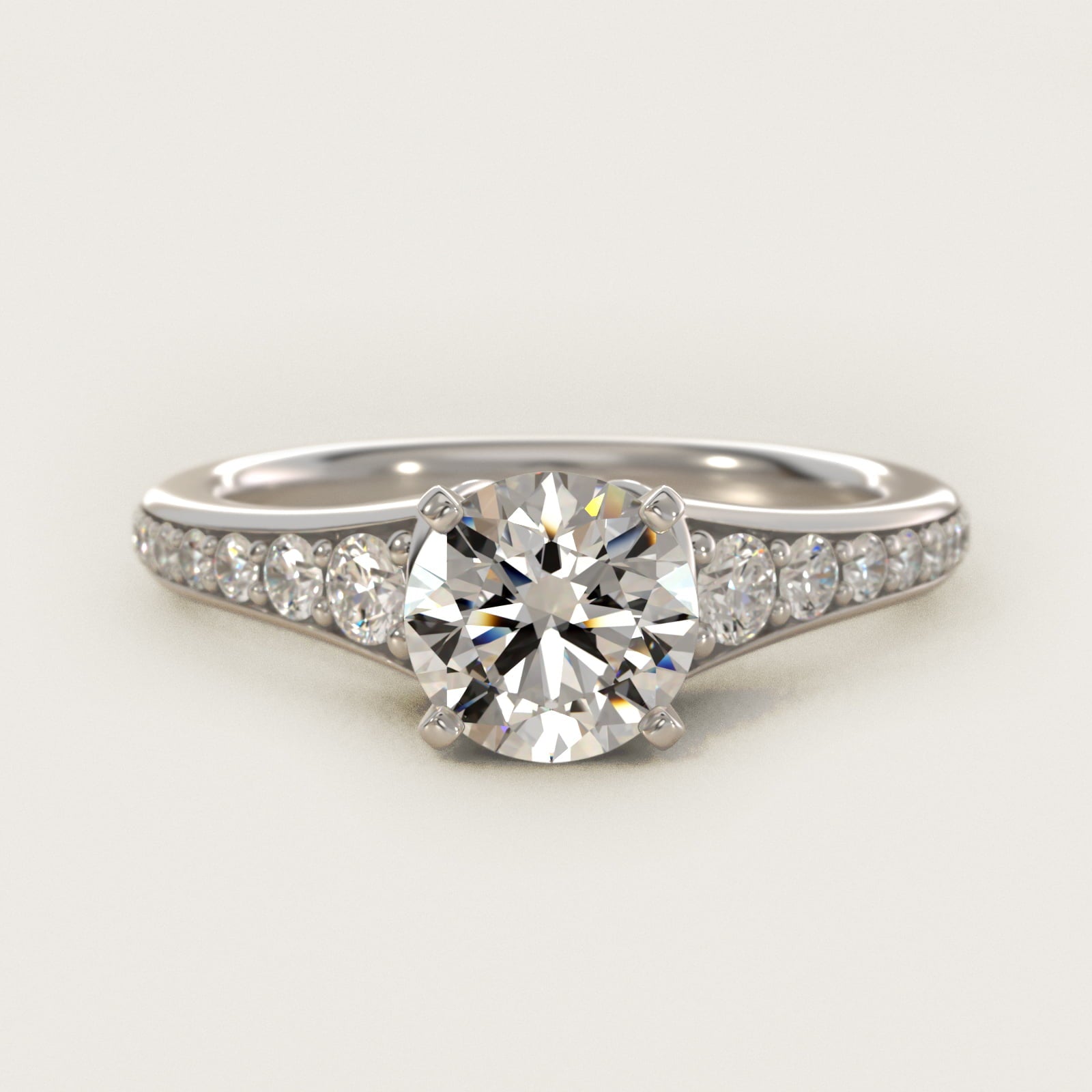 Graduated Diamond Engagement Ring in Platinum (1/3 ct. tw.) - Round Center