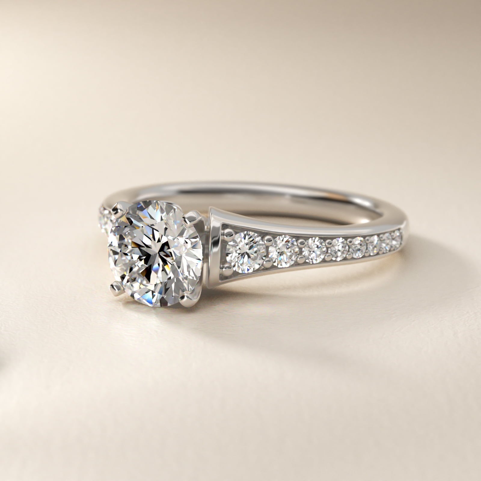 Graduated Diamond Engagement Ring in Platinum (1/3 ct. tw.) - Round Center