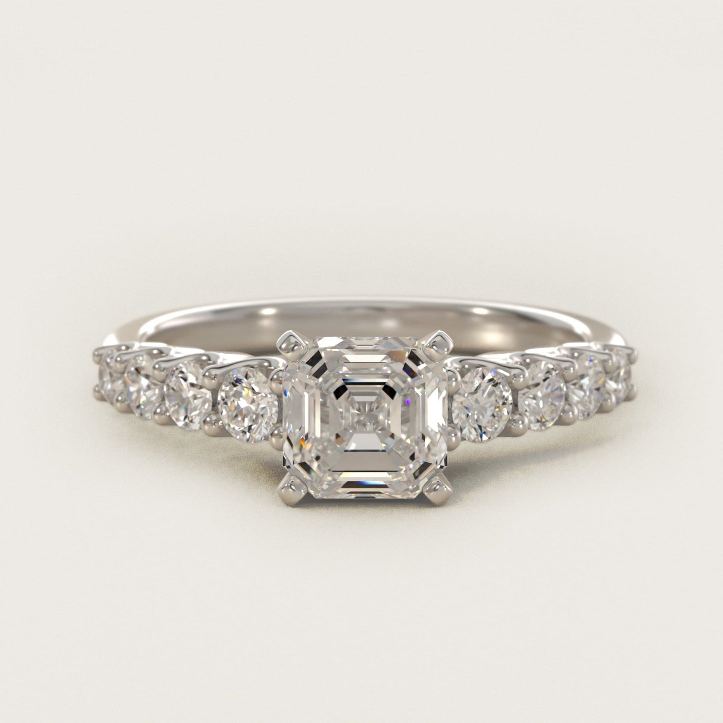 Graduated Side Stone Diamond Engagement Ring in Platinum (3/8 ct. tw.) - Asscher Center