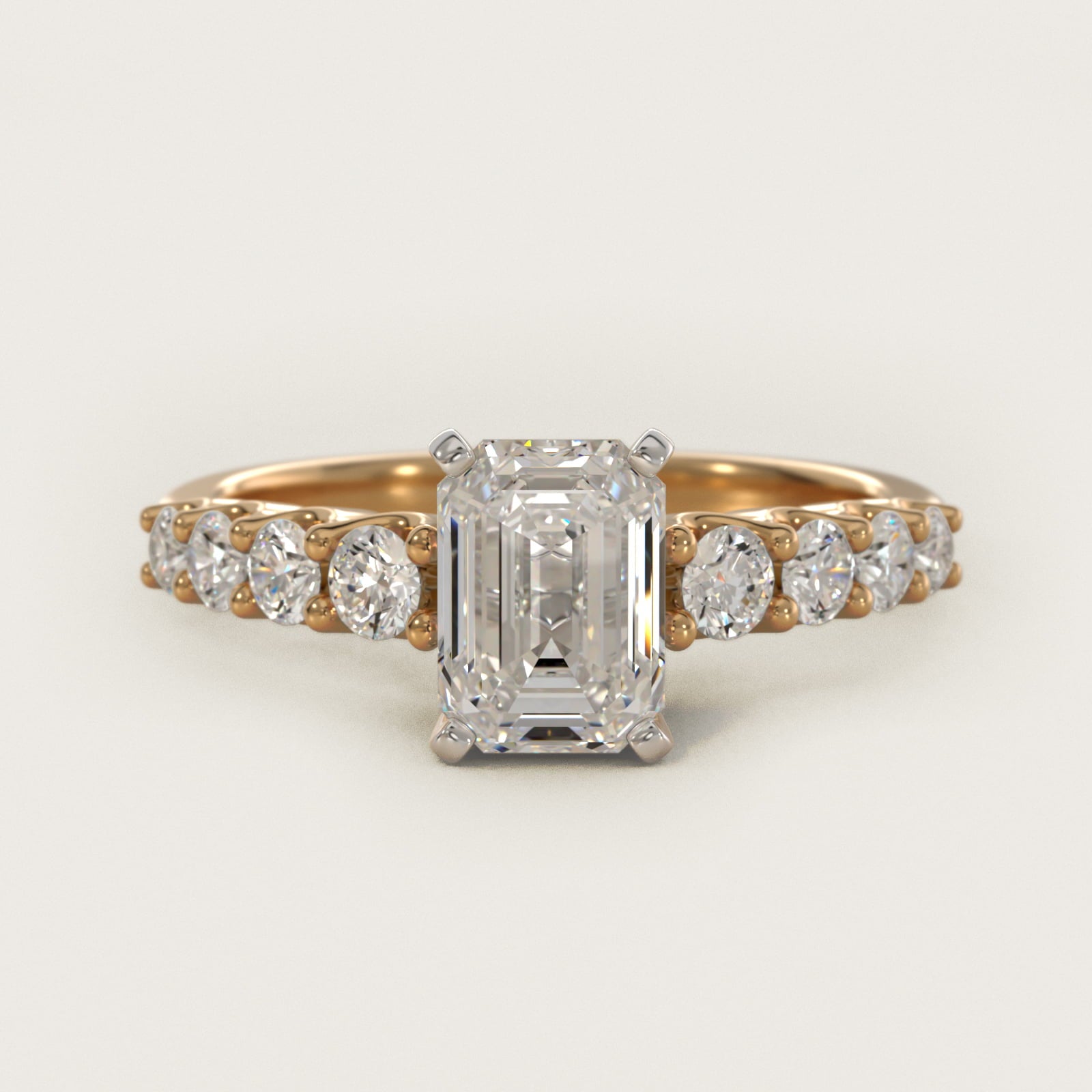 Graduated Side Stone Diamond Engagement Ring in 14K Yellow Gold (3/8 ct. tw.) - Emerald Center