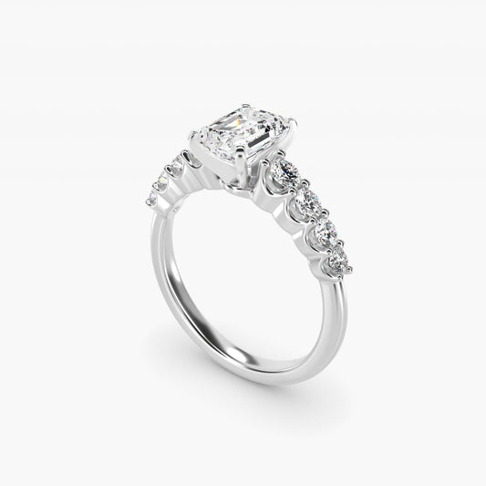 Graduated Side Stone Diamond Engagement Ring in Platinum (3/8 ct. tw.) - Emerald Center