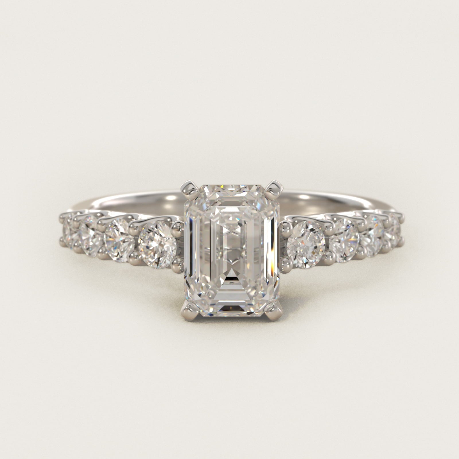 Graduated Side Stone Diamond Engagement Ring in Platinum (3/8 ct. tw.) - Emerald Center
