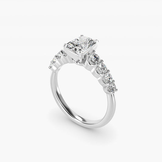 Graduated Side Stone Diamond Engagement Ring in Platinum (3/8 ct. tw.) - Radiant Center