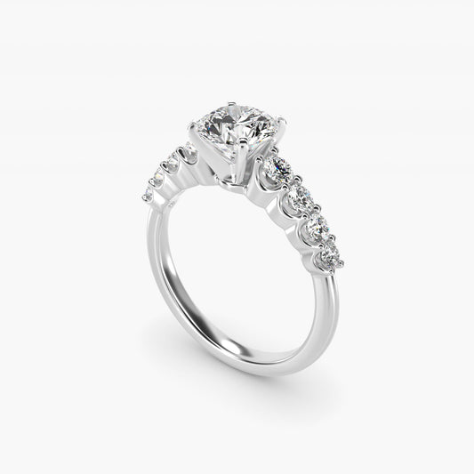Graduated Side Stone Diamond Engagement Ring in 14k White Gold (3/8 ct. tw.) - Round Center