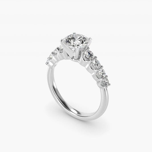 Graduated Side Stone Diamond Engagement Ring in Platinum (3/8 ct. tw.) - Round Center