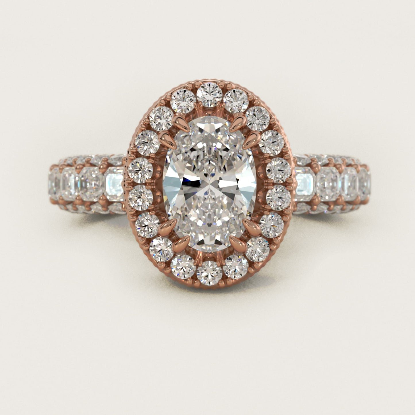 Grandeur Oval Halo Diamond Engagement Ring in 14k Rose Gold (2 ct. tw.) By Bella Vaughan - Oval Center