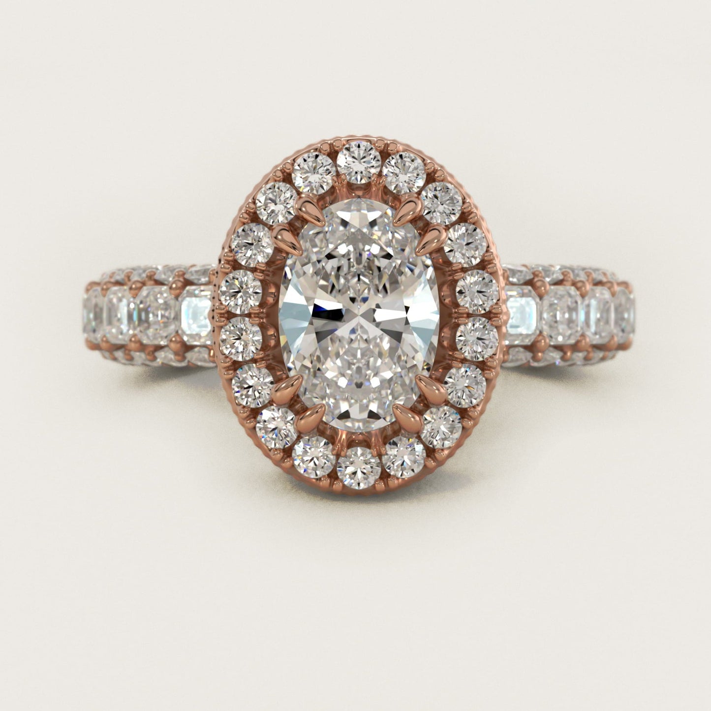 Grandeur Oval Halo Diamond Engagement Ring in 18k Rose Gold (2 ct. tw.) By Bella Vaughan - Oval Center
