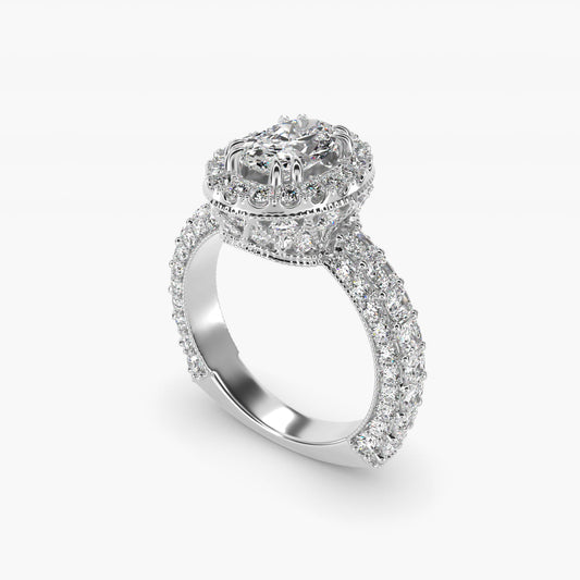 Grandeur Oval Halo Diamond Engagement Ring in 14k White Gold (2 ct. tw.) By Bella Vaughan - Oval Center