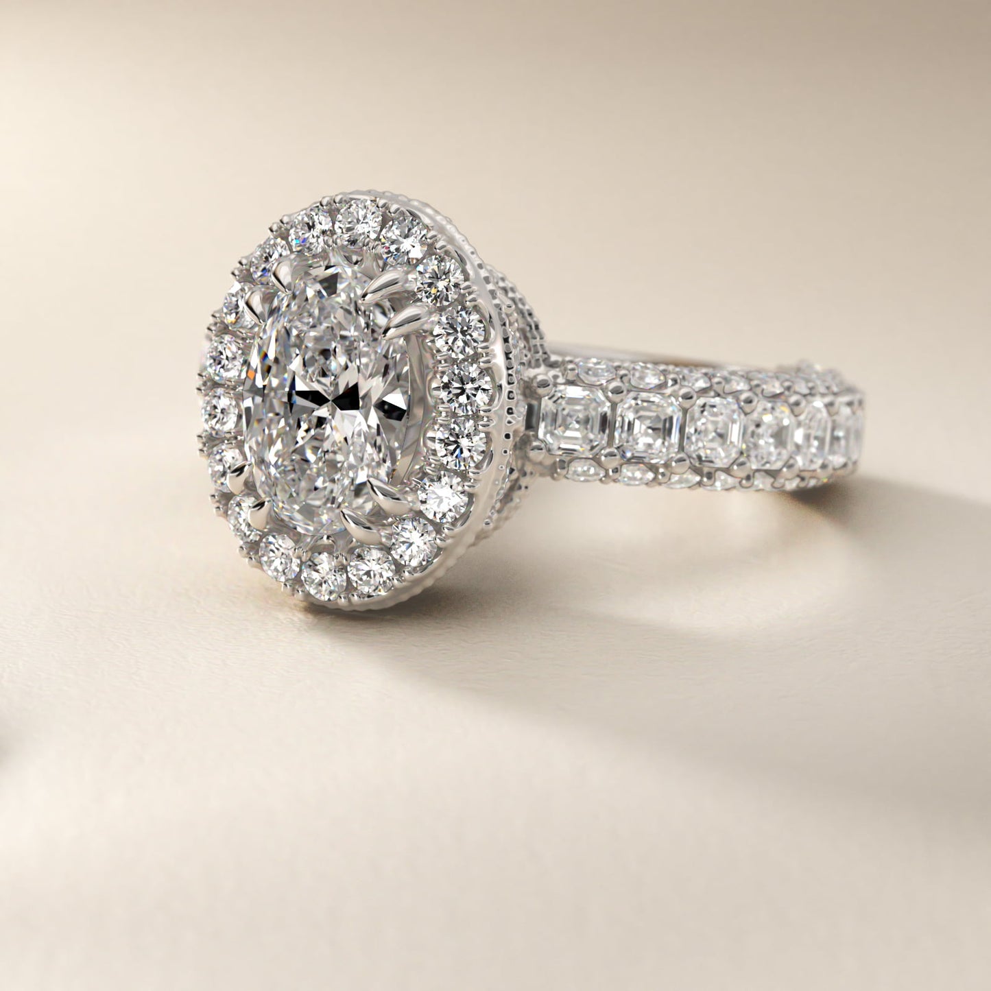 Grandeur Oval Halo Diamond Engagement Ring in 14k White Gold (2 ct. tw.) By Bella Vaughan - Oval Center