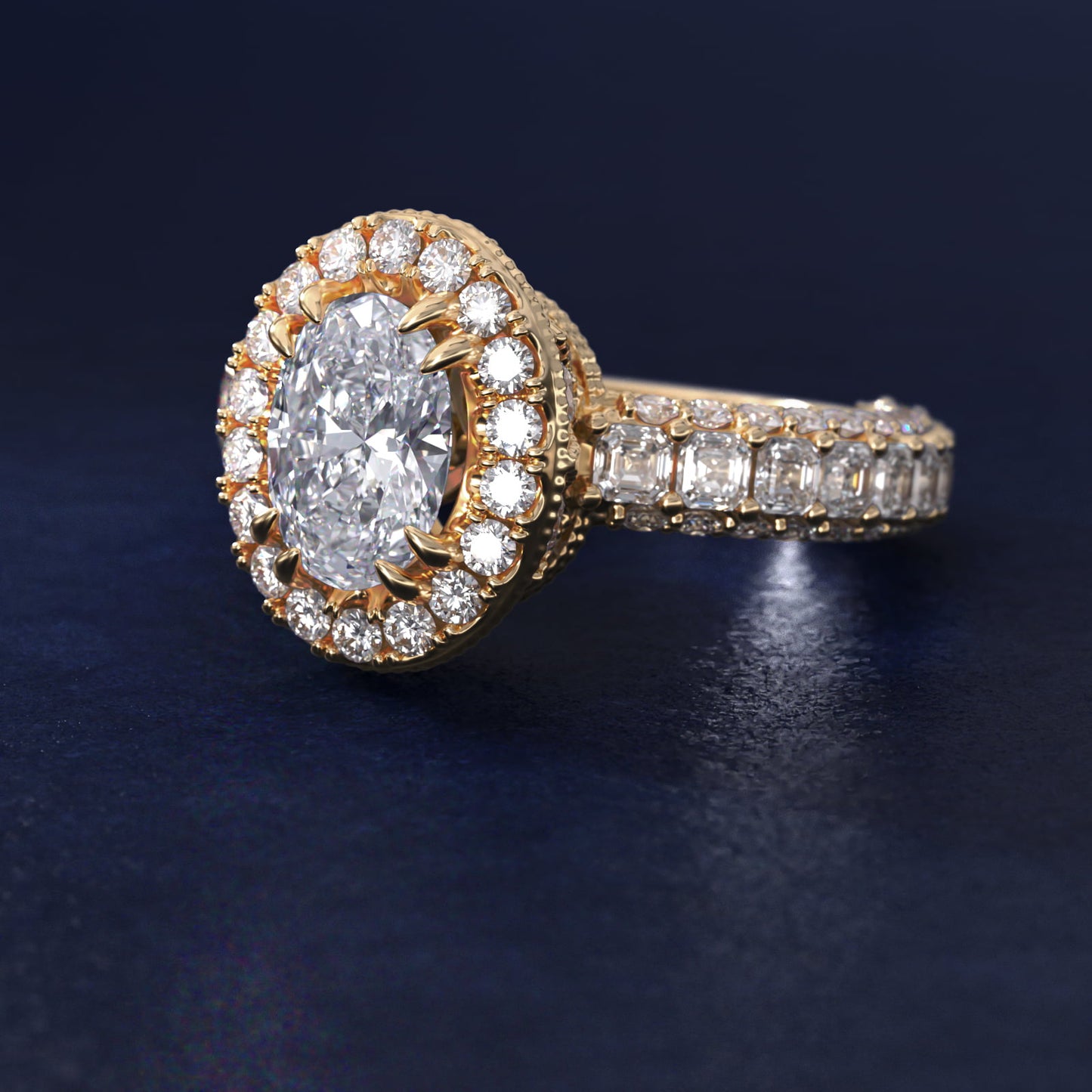 Grandeur Oval Halo Diamond Engagement Ring in 14K Yellow Gold (2 ct. tw.) By Bella Vaughan - Oval Center