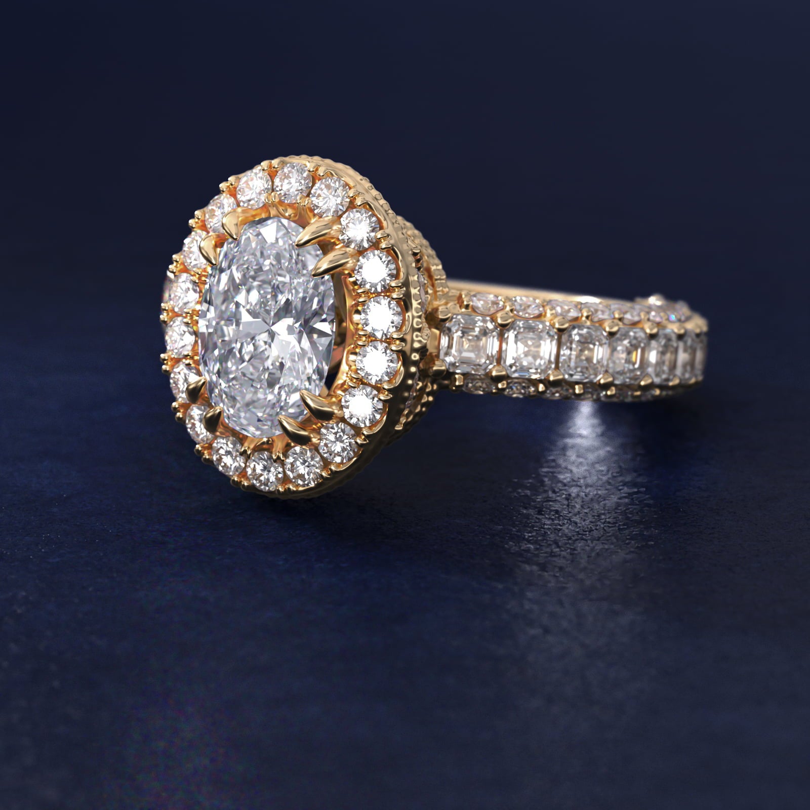 Grandeur Oval Halo Diamond Engagement Ring in 14K Yellow Gold (2 ct. tw.) By Bella Vaughan - Oval Center