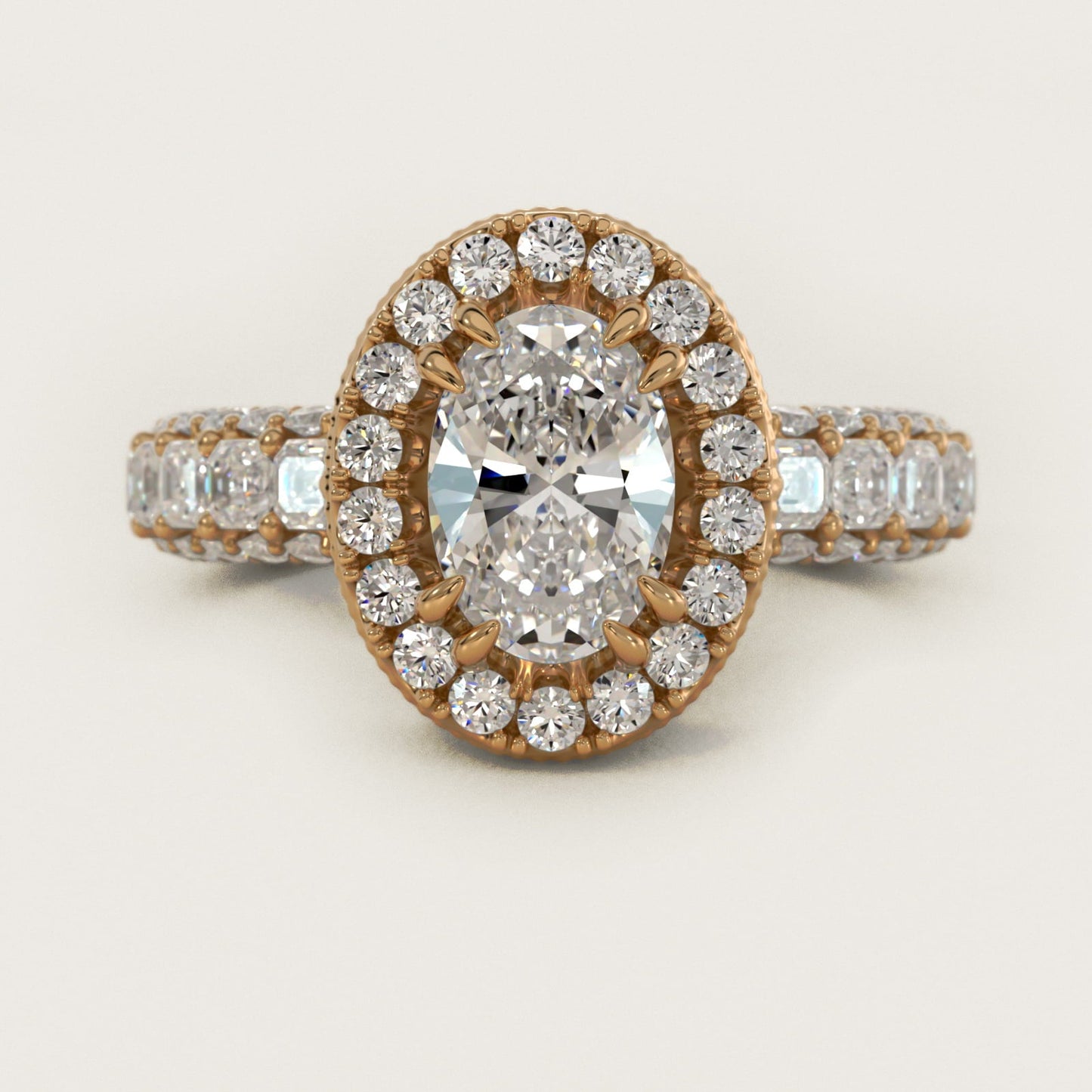 Grandeur Oval Halo Diamond Engagement Ring in 18k Yellow Gold (2 ct. tw.) By Bella Vaughan - Oval Center