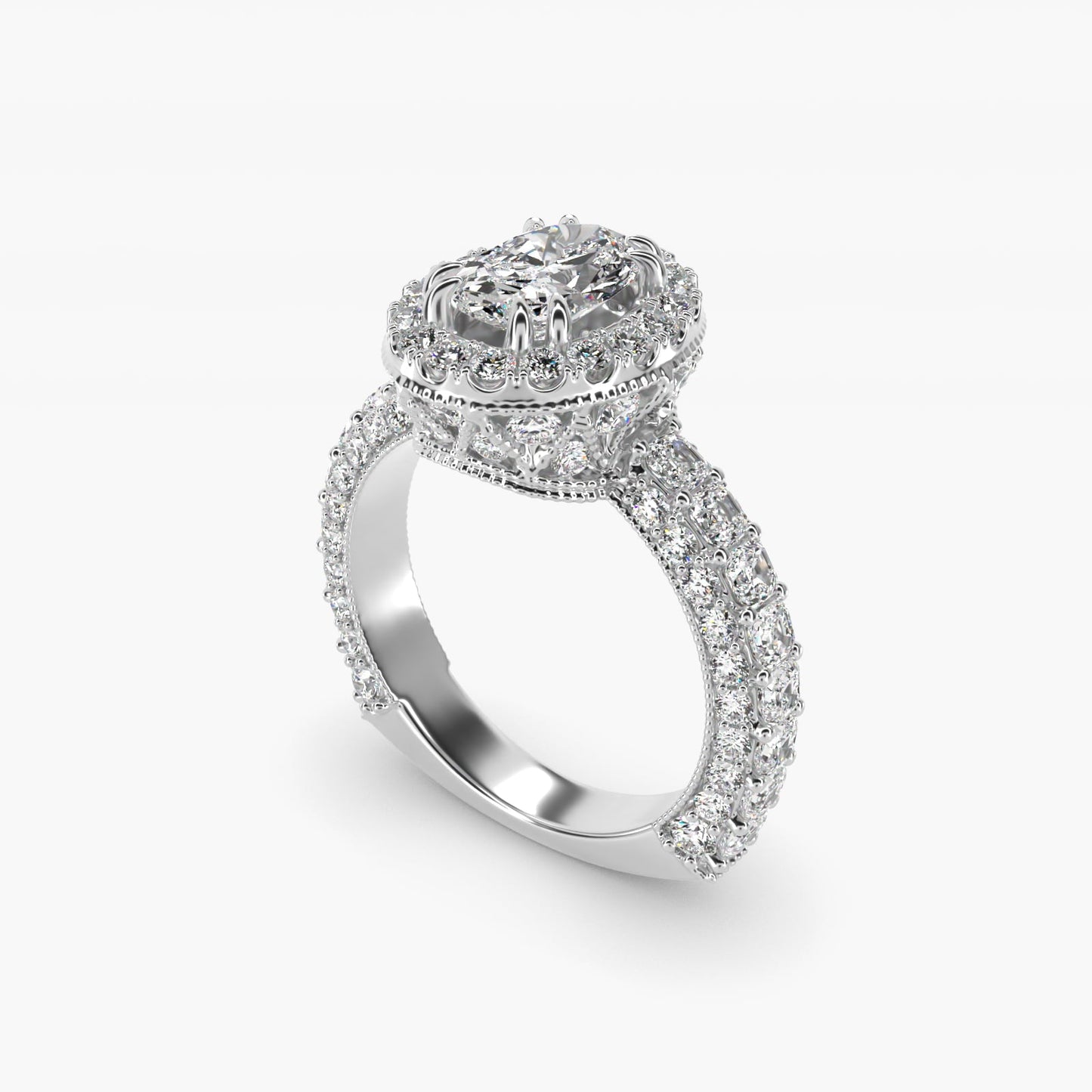 Grandeur Oval Halo Diamond Engagement Ring in Platinum (2 ct. tw.) By Bella Vaughan - Oval Center