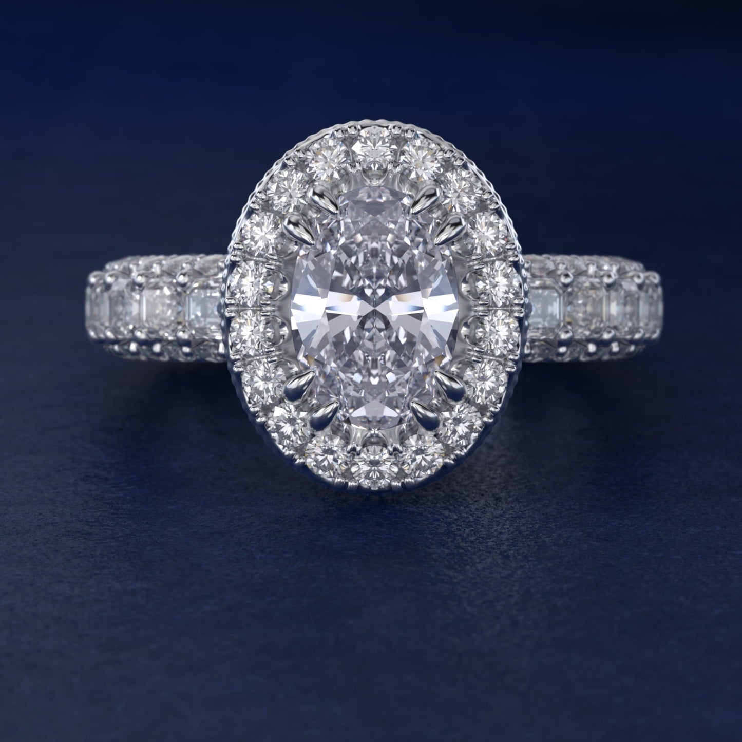 Grandeur Oval Halo Diamond Engagement Ring in Platinum (2 ct. tw.) By Bella Vaughan - Oval Center