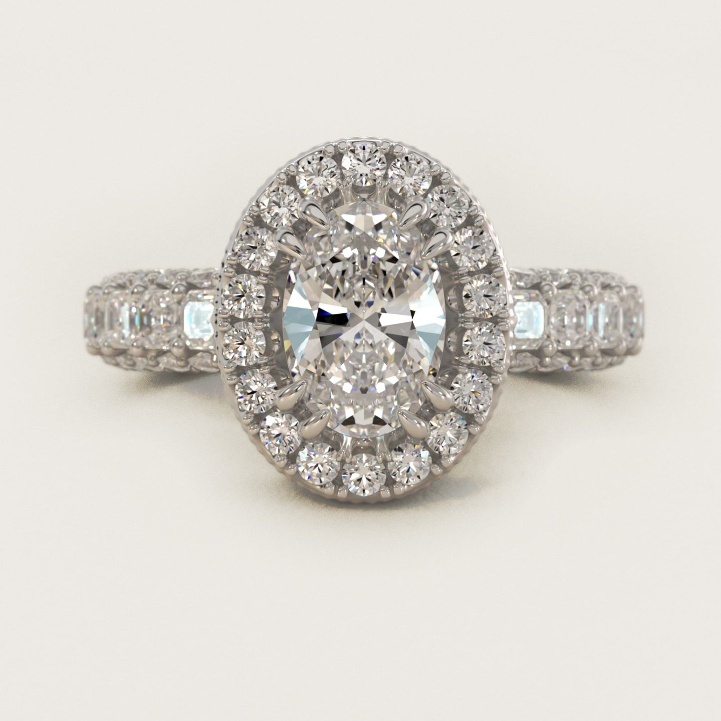 Grandeur Oval Halo Diamond Engagement Ring in Platinum (2 ct. tw.) By Bella Vaughan - Oval Center