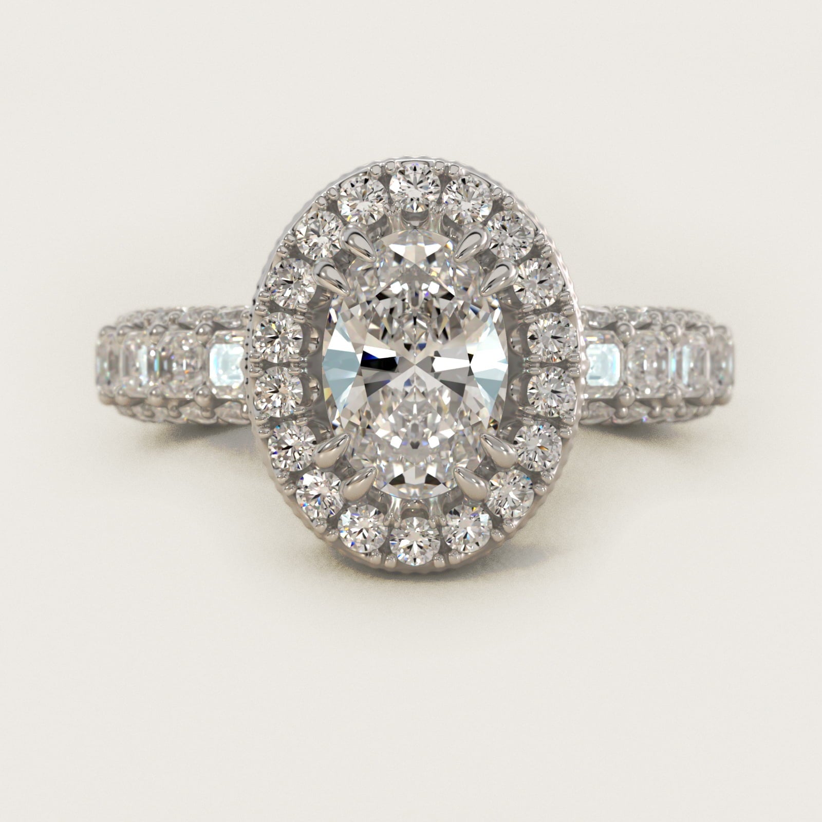 Grandeur Oval Halo Diamond Engagement Ring in Platinum (2 ct. tw.) By Bella Vaughan - Oval Center
