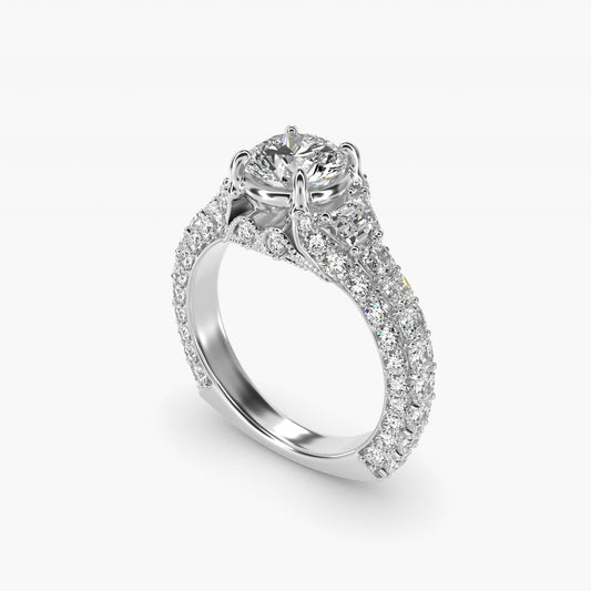 Grandeur Trapezoid Diamond Engagement Ring in 14k White Gold (2 1/4 ct. tw.) By Bella Vaughan - Round Center