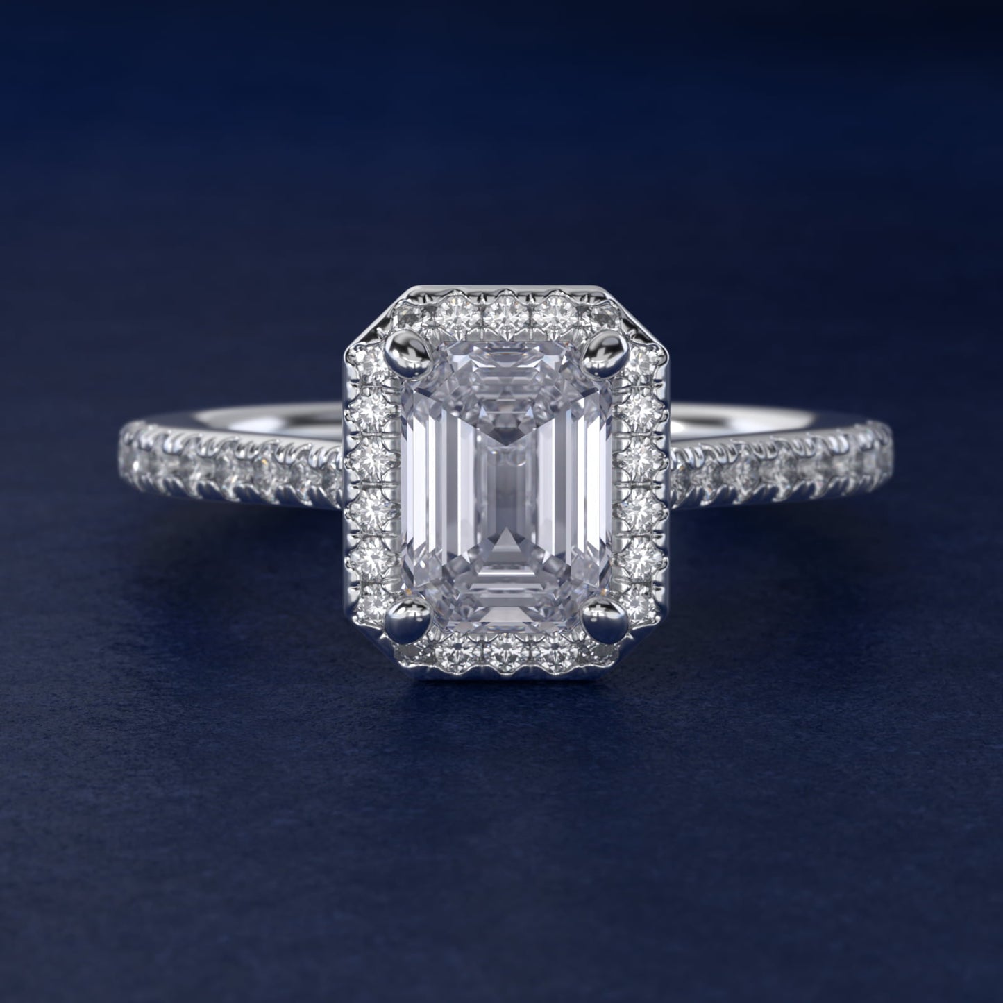 Halo Diamond Bridge Engagement Ring in 14k White Gold (1/3 ct. tw.) - Emerald Center