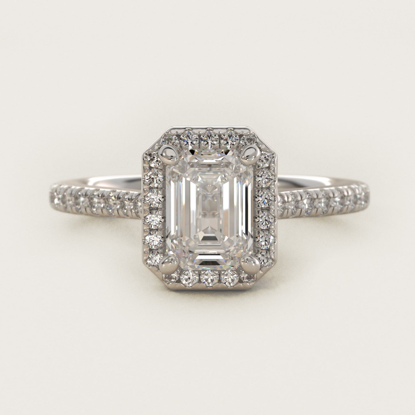 Halo Diamond Bridge Engagement Ring in 14k White Gold (1/3 ct. tw.) - Emerald Center